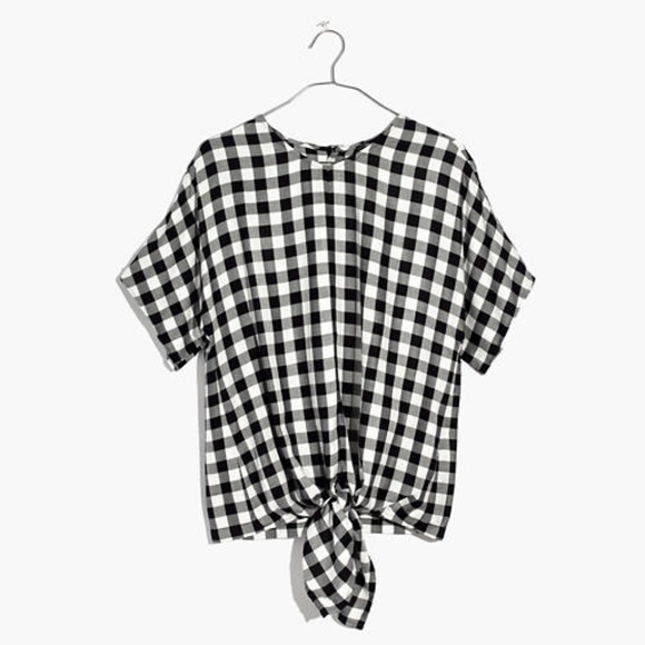 Madewell Button-Back Tie Tee in Buffalo Check Small - Picture 4 of 8